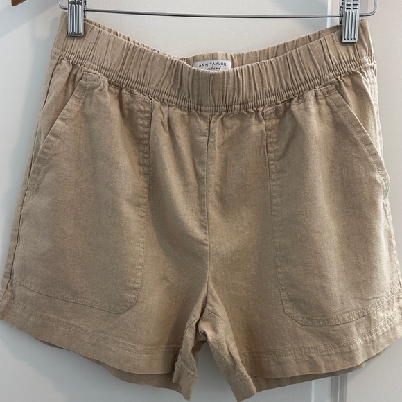Ann Taylor Pants - Ann Taylor High Waisted Linen Blend Beige Shorts